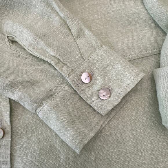 Tahari Essentials Linen Button Down Shirt Tunic Top Women’s Small Long Sleeve - Picture 5 of 8